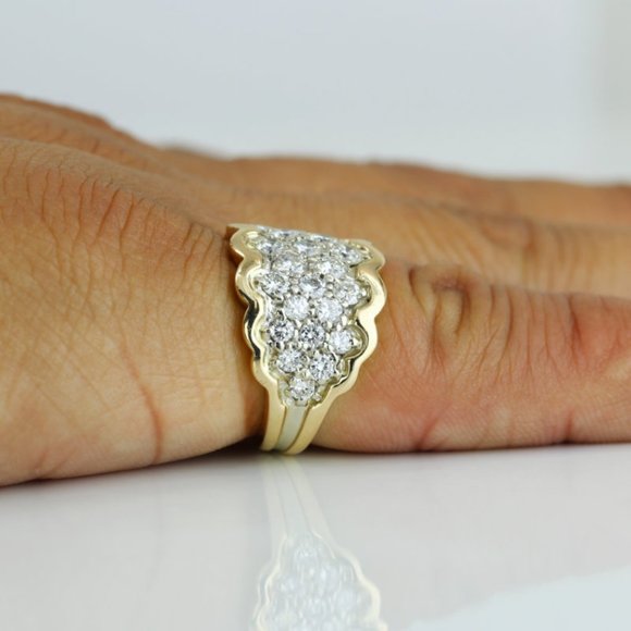 14K Yellow Gold Pavé Diamond Anniversary / Cocktail Band Ring - Picture 8 of 9